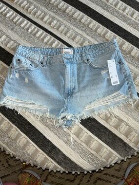 BDG Light Blue Distressed Denim Cutoff Shorts